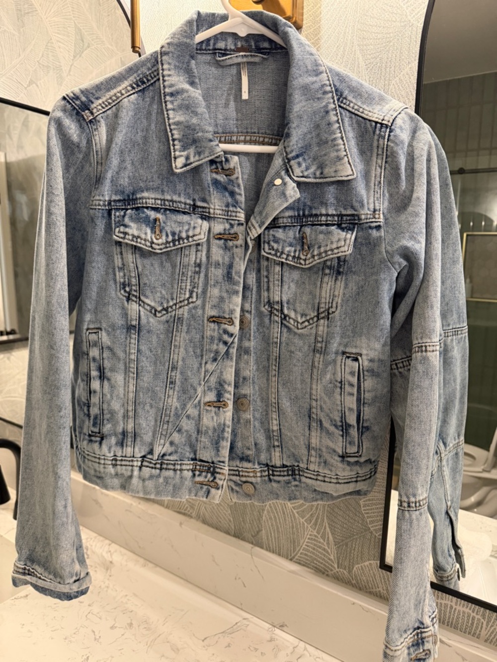 Free People Light Blue Washed Denim Jacket